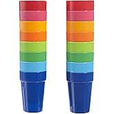 US Acrylic Spectrum Unbreakable Plastic 10 ounce Stackable Juice Tumblers in 8 Assorted Colors | Set of 16 Kids Drinking Cups | Reusable, BPA-free, Made in the USA, Top-rack Dishwasher Safe