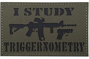 VEELKROM Reflective Morale SWAT Infrared IR Patches Funny Gun Badge Tactical Military Army Uniform Fastener Hook and Loop Emblems for Jackets Jeans Caps Backpacks - I Study Triggernometry (Army Green)