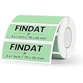 FINDAT Green Thermal Labels 1 × 3 Inch Vinyl Rectangular Waterproof Direct Printer Sticker Self-Adhesive Perforated Postage Tag for Logo DIY Barcodes UPC Office Address 500 PCS