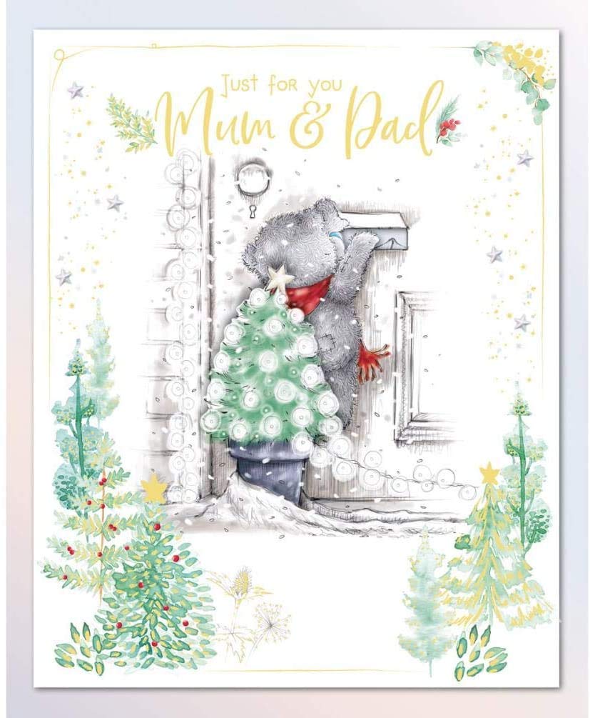 Me To You Bear Mum & Dad Tatty Teddy Posting Letter Handmade Christmas Card