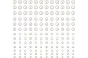 FPVLR 990 Pcs Self Adhesive Pearl Stickers, White Flat Back Pearls Sticker for Face Beauty Makeup Nail Art Cell Phone DIY Crafts Home Decor Scrapbooking Embellishments, 3mm/4mm/5mm/6mm (900) (900)