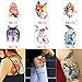 6 Sheets Watercolor Animal Temporary Tattoo Sticker Colored Drawing Body Makeup Decal