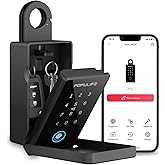 Smart Fingerprint Lock Box for Keys with Code, Wireless Remote Access Key Lock Box for Outside, Digital Key Lockbox for Realtor Airbnb, Work Offline