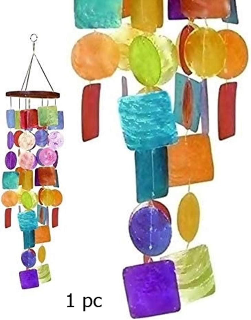 Bellaa 22890 Wind Chimes Outdoor Large Chime Garden Gifts for Mom Memorial Sympathy Windchimes Patio Yard Unique Home Decor Handmade Bamboo Wood Sea Glass Colors Rainbow Capiz 27 inch : Garden & Outdoor