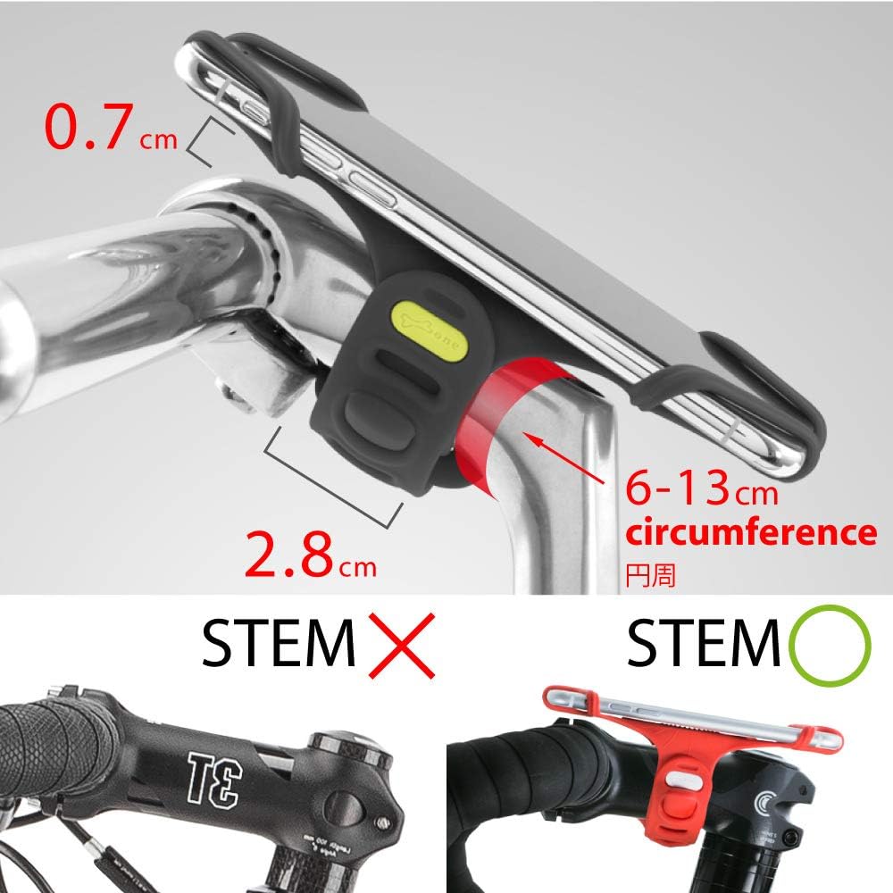 Bone Bike Tie Pro 2, Universal Bike Phone Mount for Stem Mount, Bicycle Motorcycle Stem Handlebar Cell Phone Holder for iPhone 12 11 Pro Max XS XR 8 7 6 Plus (Red)