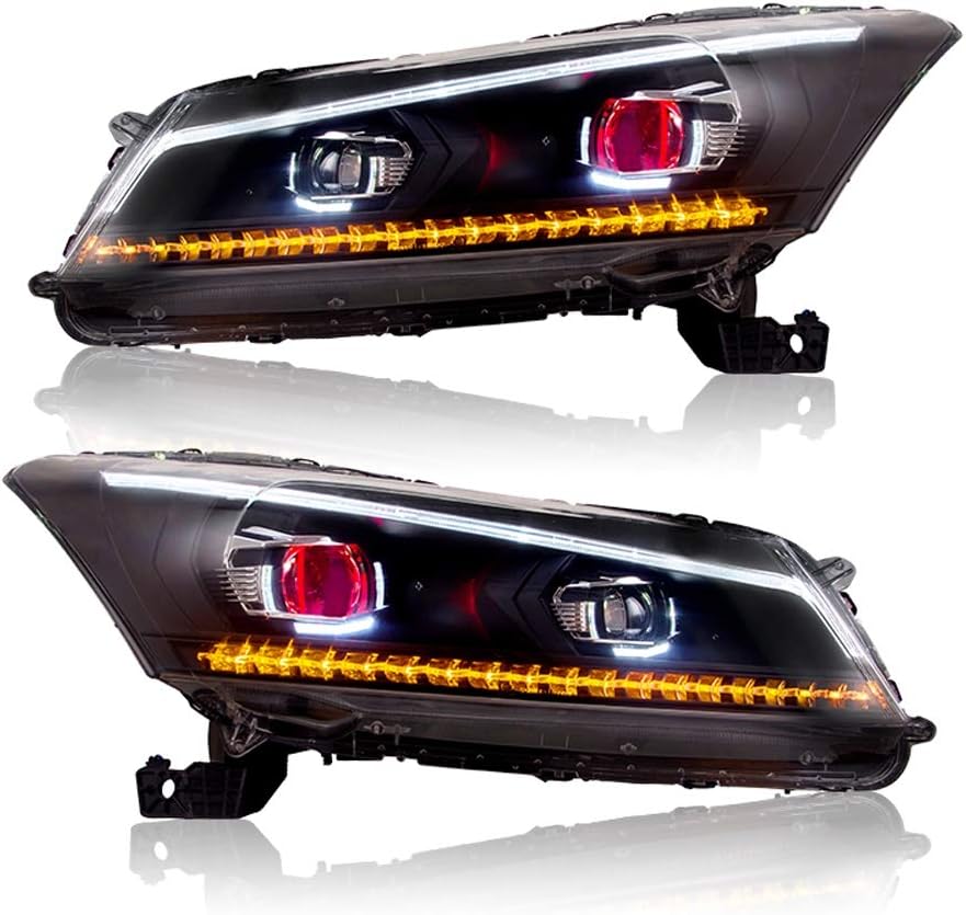 Car Headlight Assembly W/LED Devil Eye DRL Turn Signal - for Honda Accord 2008/2009/2010/2011/2012