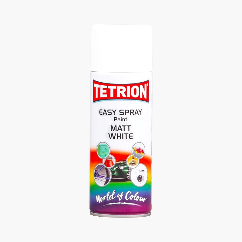 Tetrion Matt White Spray Paint 400ml Aerosol High Visibility Finish