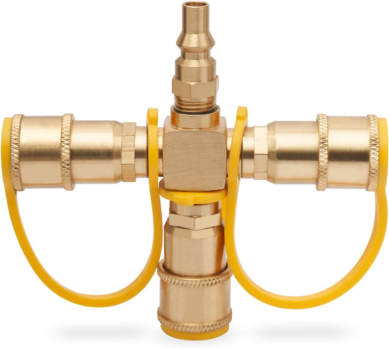 GASPRO 3 Ways 1/4inch RV Propane Quick Connect Y Splitter Adapter for RV Trailer and RV Quick Connect Propane Hose Connect to Motorhome Tabletop Grill