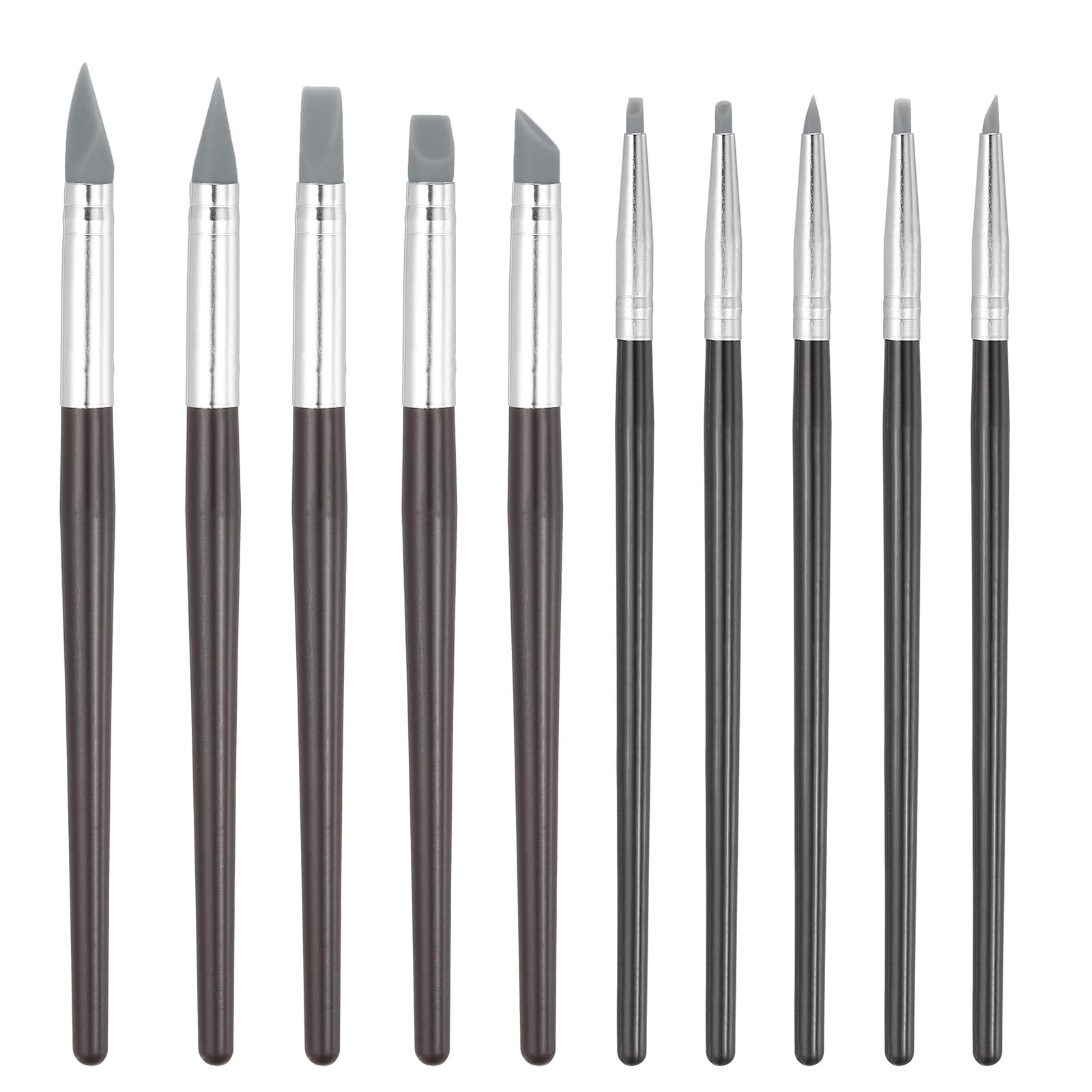 PATIKIL Silicone Clay Sculpting Tool, 10 Pcs Soft Rubber Modeling Dotting Tool Clay Shaping Carving Tool for Pottery Clay Craft Painting Nail Rock, Red Brown/Grey (3mm/8mm)