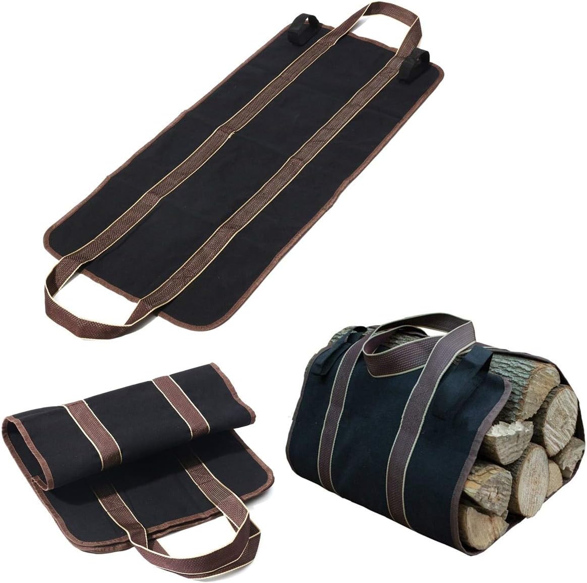 Trex125 Portable Canvas Supersized Firewood Carrier Log Tote Camping Holder Carry Bag