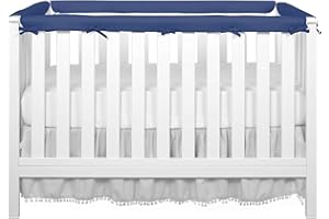 FRTUI Upgraded 4 PCS Bed RailGuard Cover, Soft Anti-Collision Strip Corner Cover in Cotton Fabrics, Protect Baby Teeth and Save Rails, Rail Edge Protector Strip Fits 52" x 28" 4 Sides Full-Size Bed, Navy