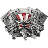 Men’s Gothic Playing Cards Skull Head Belt Buckle Jewelry, Vintage Royal Flush Poker Skull Punk Rock Western Cowboy Belt Buckle for Men