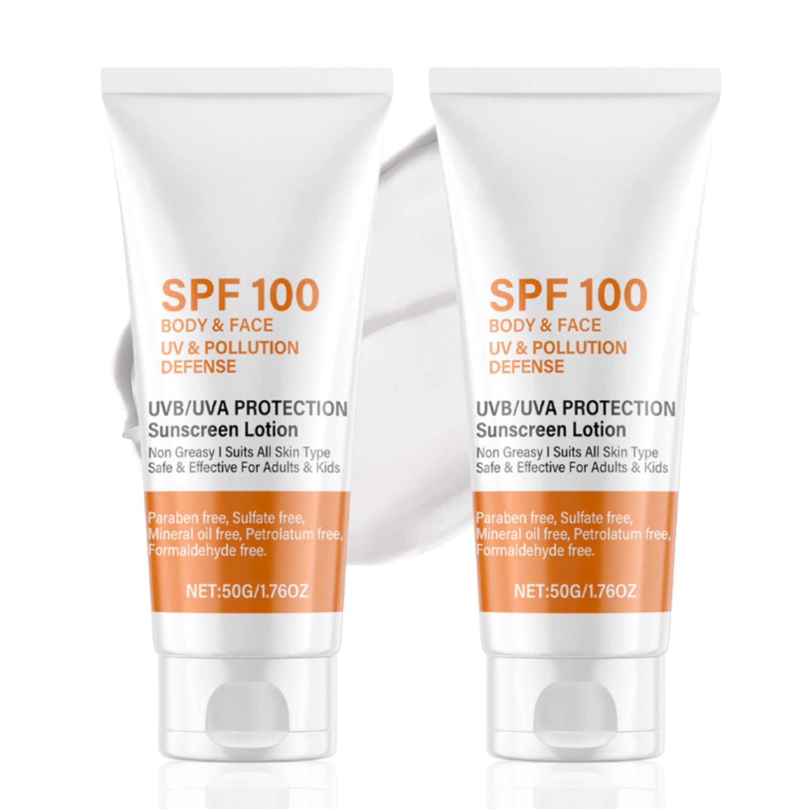 2pcs Sunscreen Spf 100 - Face Sunscreens - Waterproof Spf 100 Moisturiser for Body Care - UVB/UVA Protection Sun Cream - Factor 100 Faces Creams