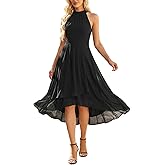 Ever-Pretty Women's Sexy Halter Neck Pleated Sleeveless Hi-Lo Chiffon Spring Wedding Guest Dress 31926