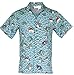 Funny Guy Mugs Mens Shark Hawaiian Print Button Down Short Sleeve Shirt, Medium