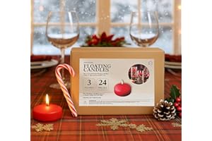 CW Studio 24 Pack 3 Inch Red Unscented Floating Candles – Long 9 Hour Burn, Smokeless – Premium Paraffin Wax – Perfect for Weddings, Holidays, Parties, Centerpieces, Special Occasions & Home Décor