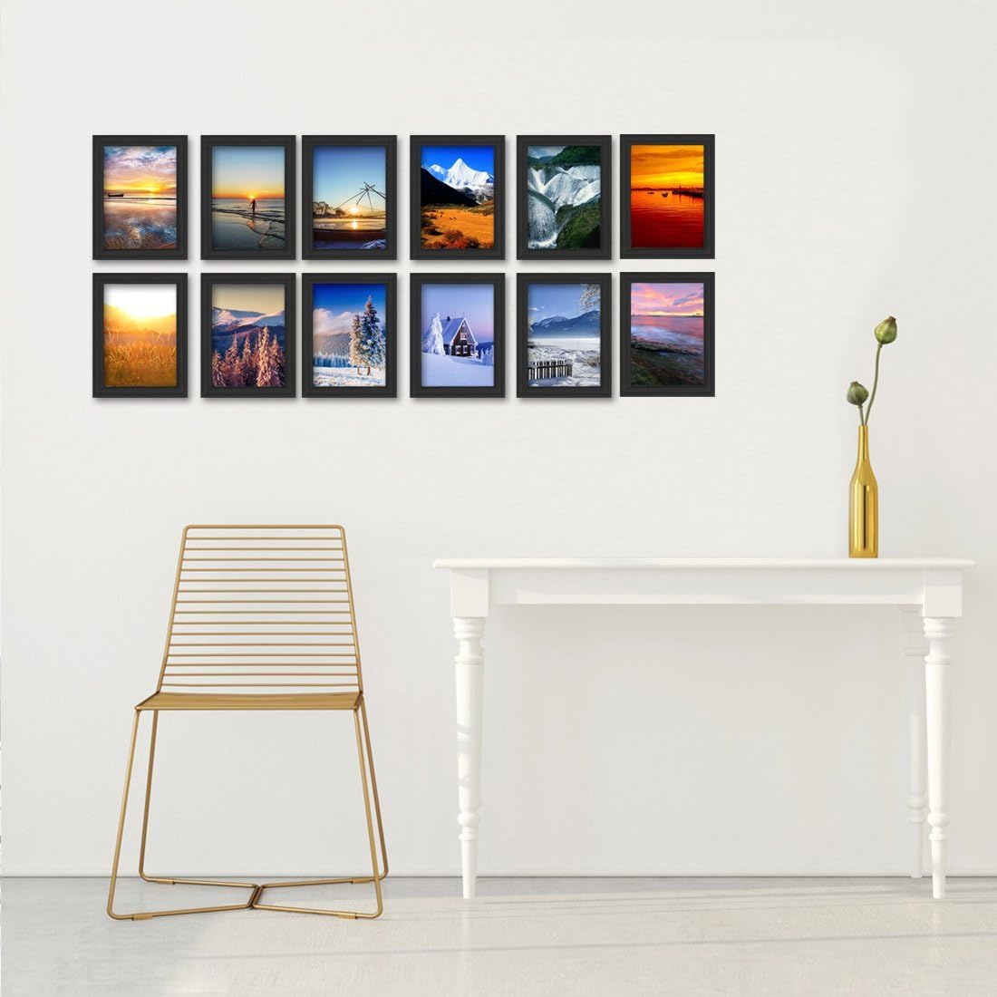 Giftgarden 5x7 Picture Frames for Wall Decor or Tabletop, Black, 12 Pack -