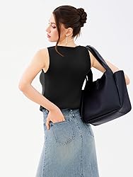 REORIA U-Neck Adjustable Tie-Front Crop Tank Top