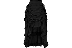 yiranyijiu Women's Medieval Renaissance Gothic Skirt High Low Victorian Ruffled Skirt
