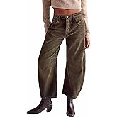 CHARTOU Women's Wide Leg Cropped Baggy Y2k Mid Rise Jeans - Boyfriend Harem Denim Pants