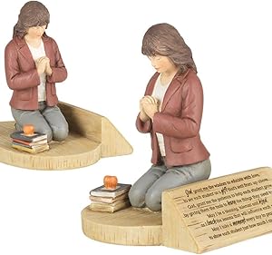 Dicksons Teacher's Prayer, Kneeling with Books 4.5 x 5.5 Resin Stone Tabletop Figurine