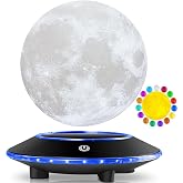 VGAzer Levitating Moon Lamp,Floating and Spinning in Air Freely 16 Colors with Gradually Changing LED Lights for Home,Office Decor,Unique Holiday Gifts,Night Light (White Moon)