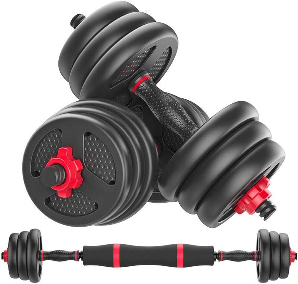 Adjustable Dumbbell Set Hand Weight with Solid Dumbbell Handles Changed into Barbell Handily Perfect for Bodybuilding Fitness Weight Lifting Training Home Gym,20KG