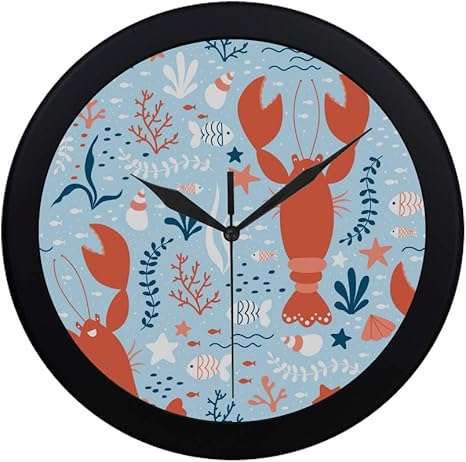 Amazon Co Jp Telsg 掛け時計 かわいい動物 伊勢海老 壁 おしゃれ 見やすい 軽量 24 5cm 部屋装飾 寝室 オフィス 子供室 ホーム キッチン