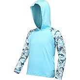 DRONIRING Boys Rash Guard Swim Hoodie, UPF 50+ UV Sun Protection Long Sleeve Fishing Shirt, Kids Youth SPF Water Shirts
