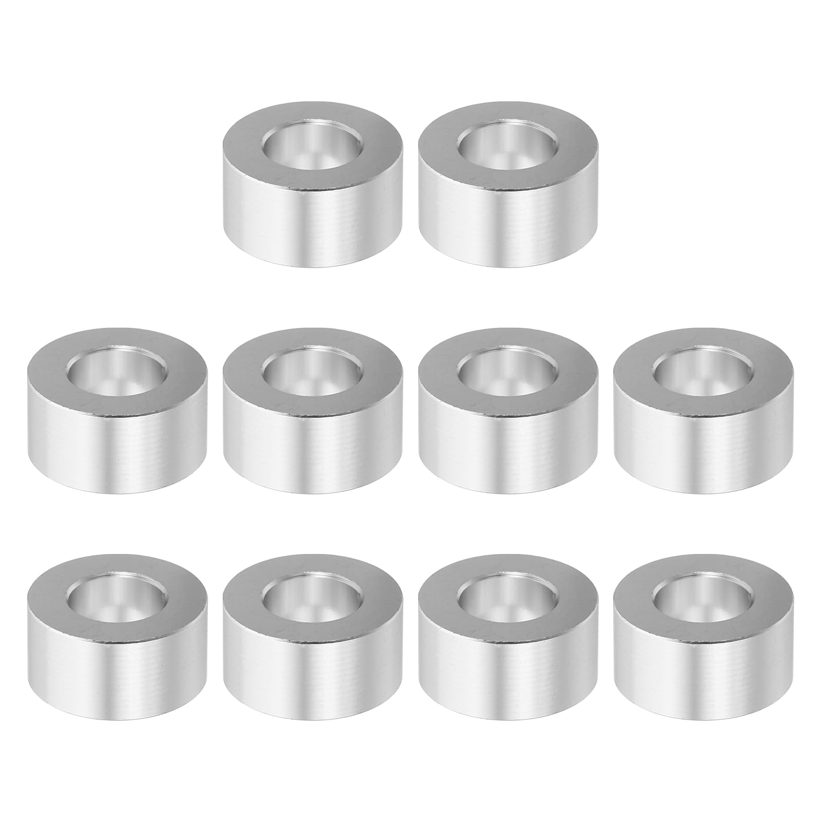 PATIKIL M10 Aluminum Spacers, 10 Pcs Metal Spacer Aluminum M10 x 3/4" OD x 5/16" L Aluminum Spacer Screw Standoff for 3/8" or M10 Screw Bolts, Silvery
