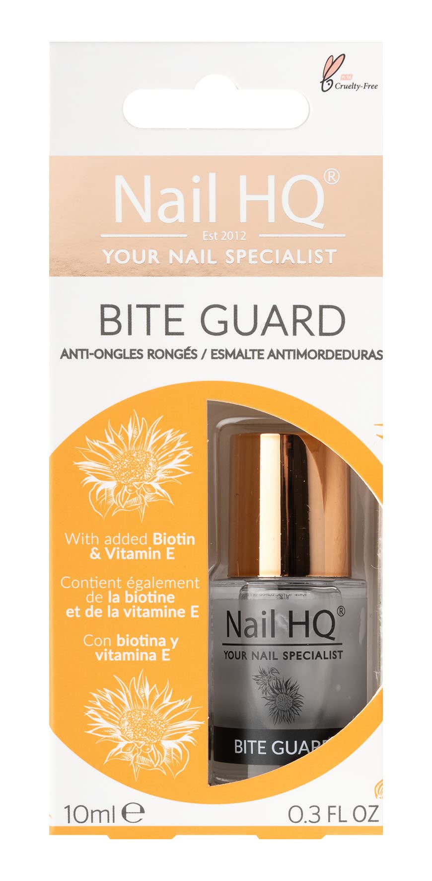 Nail HQ Bite Guard 10ml – Anti-Biting Nail Treatment & Thumb Sucking Deterrent with Biotin, Caffeine & Vitamin E for Natural Nail Growth – Vegan & Cruelty-Free Nail Biting Polish