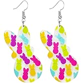 Easter Earrings for Women Cute Acrylic Rabbit Earrings Funny Easter Bunny Dangle Earrings Easter Accessories Gifts for Women
