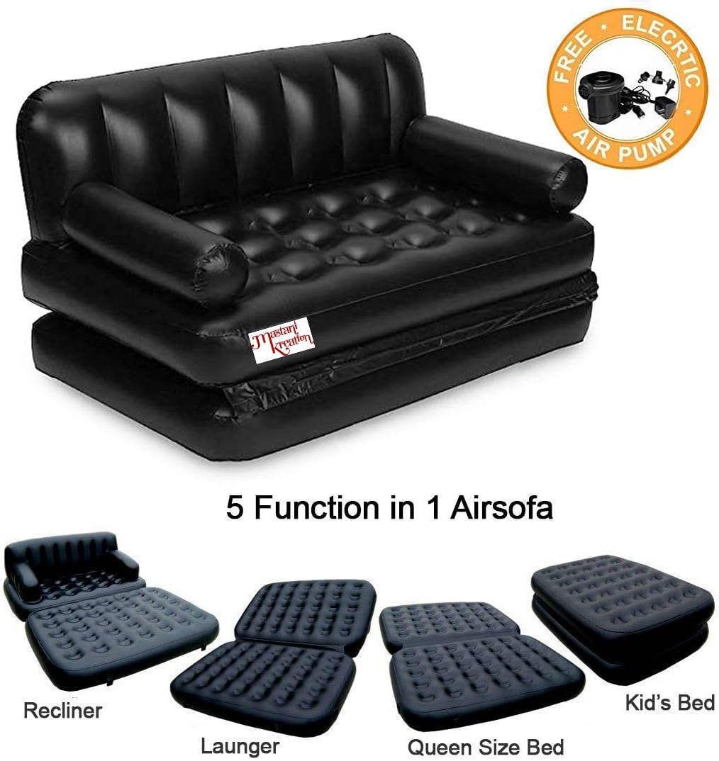 A3 Fashion Bestway Sofa Bed 5 in 1 Inflatable Couch with Electric Pump (Black)