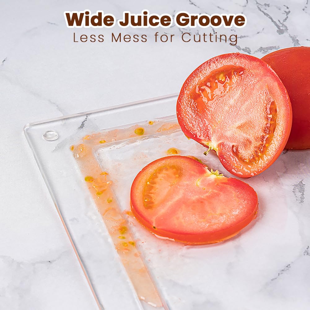 18x15 Inch Clear Cutting Board with Juice Groove, Acrylic Cutting Board with Counter Lip, Non Slip Cutting Boards for Kitchen Counter Decor, Pastry Mat, Birthday Gifts for Women