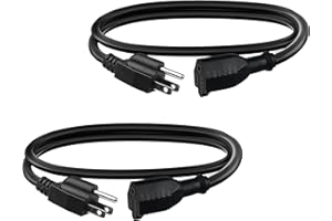 BN-LINK 3ft Indoor Outdoor Extension Cord 16/3 SJTW, 2 Pack, Black, PVC Cable Jacket, 3-Prong, Weather Resistant, Flame Retar