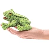 Folkmanis Mini Frog Finger Puppet Plush, Green, 1 EA