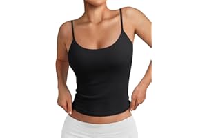 Trendy Queen Womens Spaghetti Strap Tank Top Summer Double Lined Workout Camisole Going Out Cute Tops Y2k Teen Girl Basic