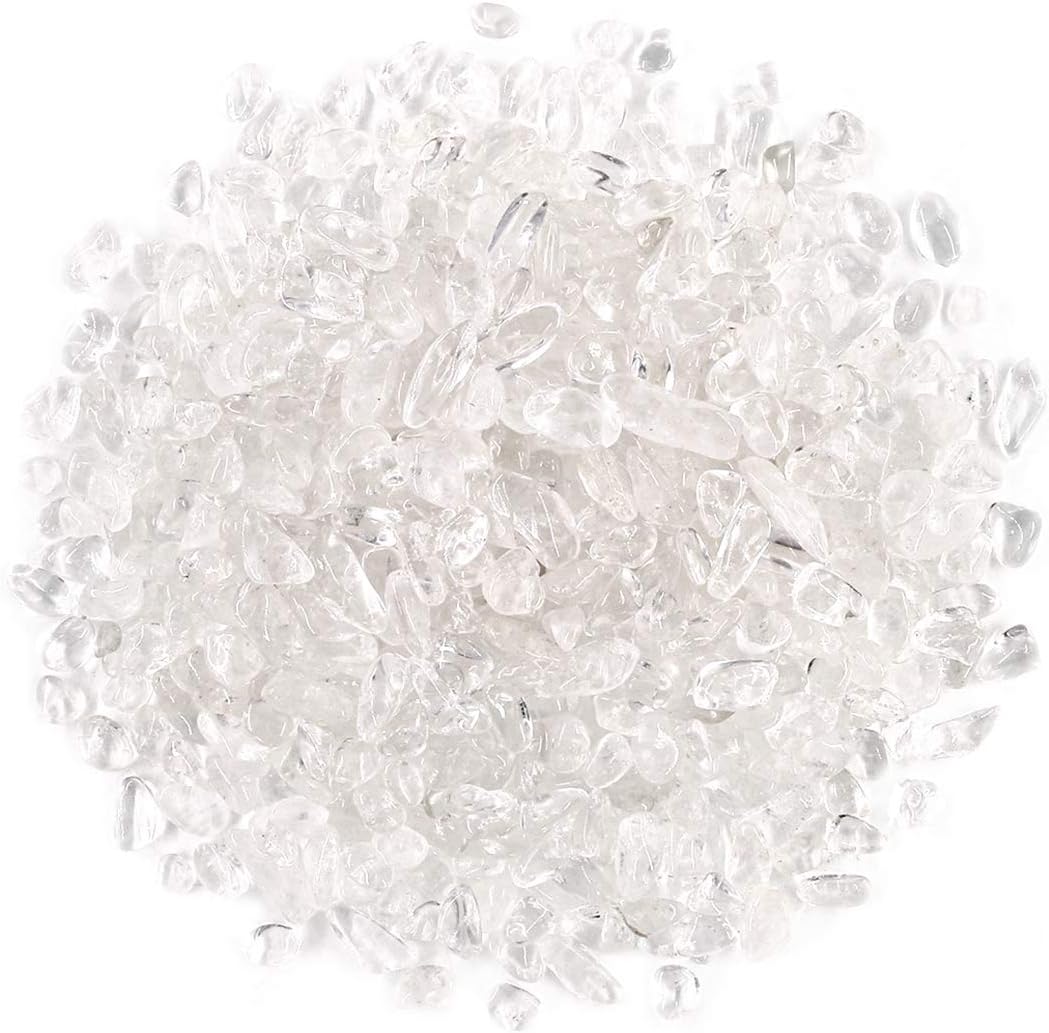 Hardscaping Materials - Swpeet 1 Pound White Crystal Small Ruby in Fuchsite Tumbled Chips Stone Crushed Pieces Irregular Shaped Stones 0.3-0.5 inch 1pound(About 460 Gram) (White Crystal)