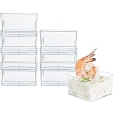 Restaurantware 2 Ounce Mini Dessert Cups 100 Square Shooters For Desserts - Disposable Quadrato Clear Plastic Parfait Cups Serve Mousse Puddings Snacks Or Samples For Weddings Or Parties