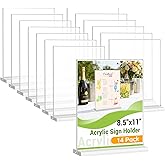Dynta Acrylic Sign Holder 8.5 x 11 Inches 14 Pack Double Sided Clear Display Stand Vertical Table Sign Holder Plastic T Shape Document Menu Flyer Holder for Office Stores Restaurants Wedding Party