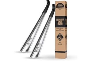 Velette Long Shoe Horn for Seniors - 2 Pack 16.5" Metal Shoe Horn Long Handle for Seniors, Men, Women & Kids - Boot Horns, Shoehorn Long-Handle, Elderly Must Haves - Shoes Spoon, Gifts for Elders