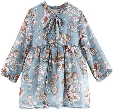 Baywell Vestito Da Principessa Con Motivo Floreale Per Bambina Abito In Chiffon A Maniche Lunghe Prendisole Per Bimba Amazon It Abbigliamento