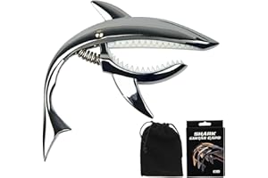 UPELLA Shark Guitar Capo With Velvet Bag, Premium Zinc Alloy Tone Clip Guitar Shark Capo for Acoustic Electric Folk Guitar, M