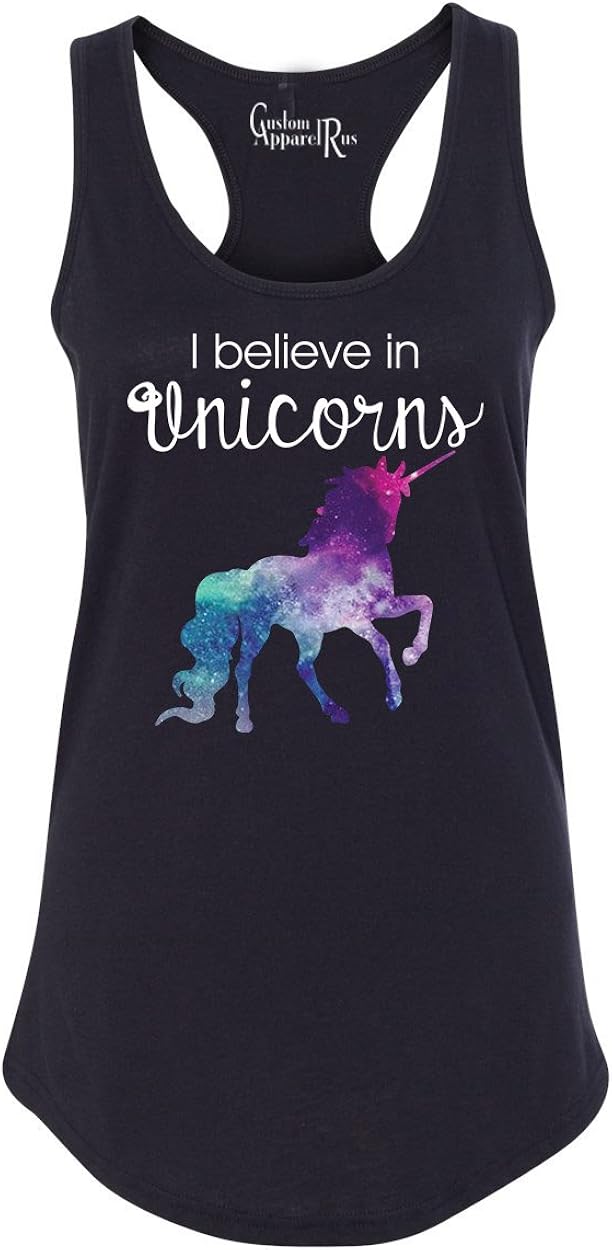 I Believe in Unicorns Womens Racerback Tank Top Clothing