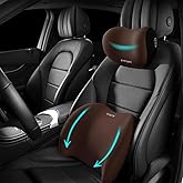 Sothuba Car Lumbar Support Pillow and Car Neck Pillow Kit, Ergonomic Car Seat Headrest & Lumbar Cushion with Adjustable Strap for Neck Back Pain Relief, for Office Chair/Truck/Wheelchair (Coffee)