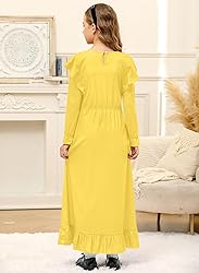 Kids Girl Yellow Casual Tie Front Crew Neck Elegant