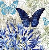 Blue Floral Study Embossed Cocktail Napkin Set of 20-5 x 5 Inches