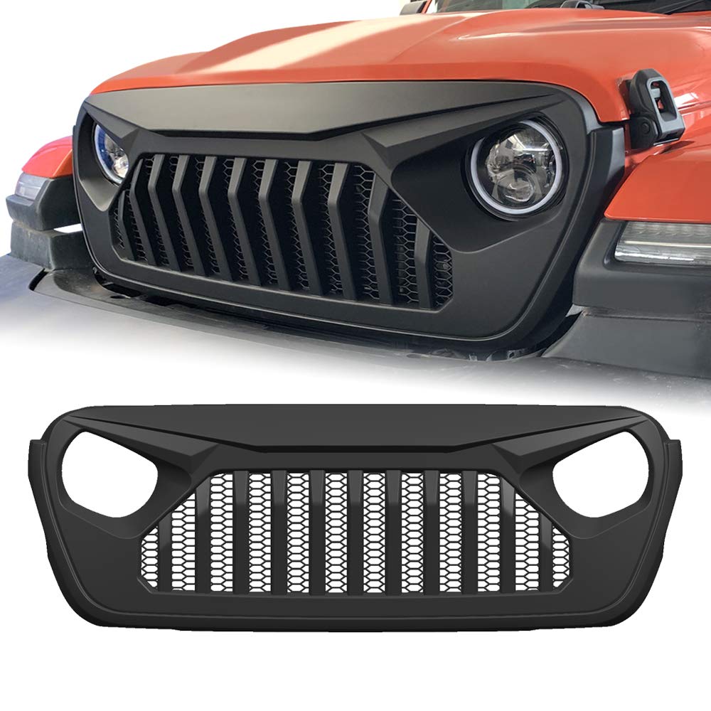 American Modified 2018-2019 JL JLU Vader Grill Jeep Wrangler Grill Grille Accessories & Unlimited Rubicon Sahara Sports(Matte Black)
