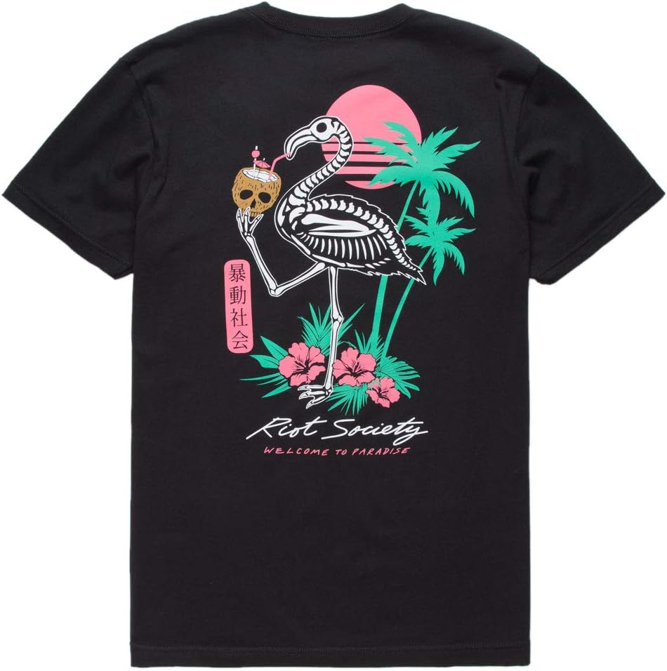 Tropical Flamingo Black T-Shirt