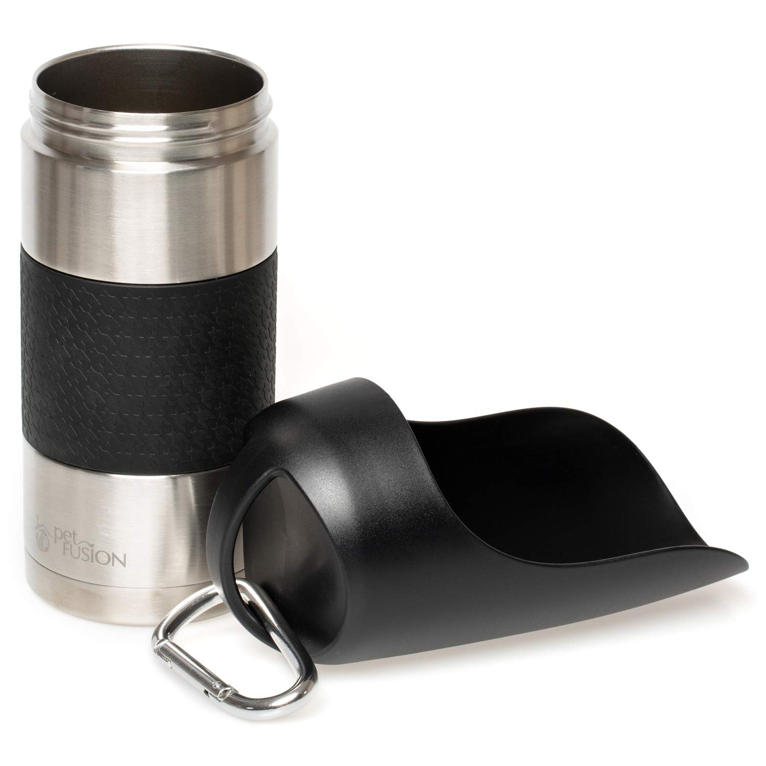 PetFusion Portable Dog Water Bottle Stainless Steel Travel Bowl for Dogs Pet Cup Portable Dog Food Bowl - Silver